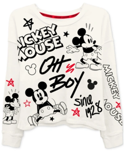 Shop Disney Juniors' Classic Mickey Mouse Long-sleeved Graphic T-shirt In White