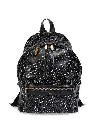 Shop Saint Laurent Mini City Polka Dot Leather Backpack In Nero Multi