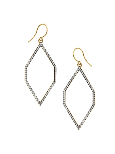 Shop Adriana Orsini Edgy Two-tone & Cubic Zirconia Medium Geometric Hoop Earrings In Silvertone