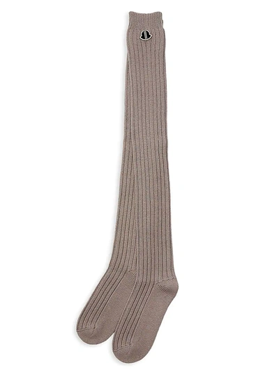 Shop Moncler Women's Thigh-high Knit Socks In Dust K
