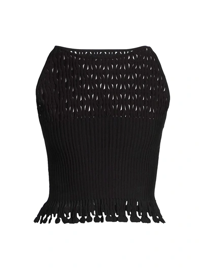 Shop Alaïa Sleeveless Openwork Knit Top In Noir