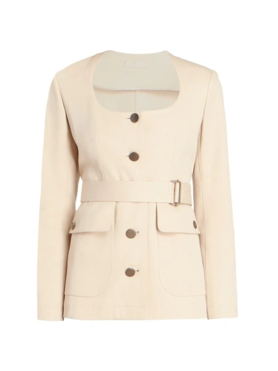 Shop Alaïa Women's Belted Scoopneck Jacket In Nude