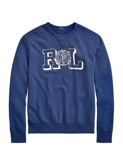 Shop Polo Ralph Lauren Vintage Fleece Logo Sweatshirt In Fresh Water Blue