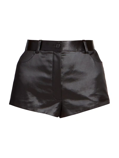 Shop Saint Laurent Women's Satin Mini Shorts In Noir