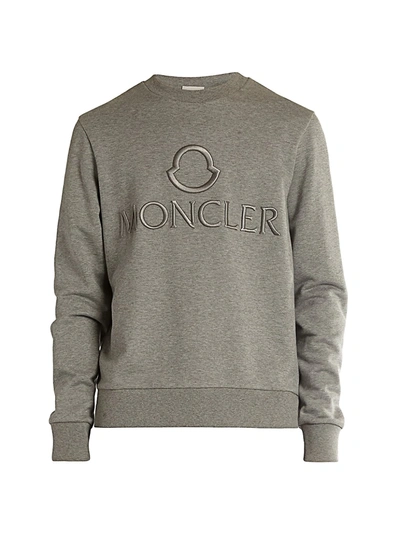 Shop Moncler Embroidered Logo Sweatshirt In Dark Grey