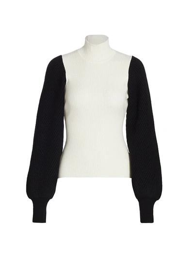 Shop Baum Und Pferdgarten Women's Chyna Blouson-sleeve Knit Sweater In Pristine
