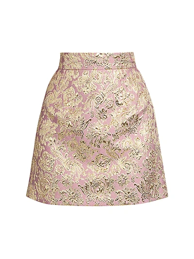 Shop Dolce & Gabbana Metallic Jacquard Mini Skirt In Lilac
