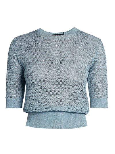Shop Dolce & Gabbana Lurex Short-sleeve Knit Top In Azzurro