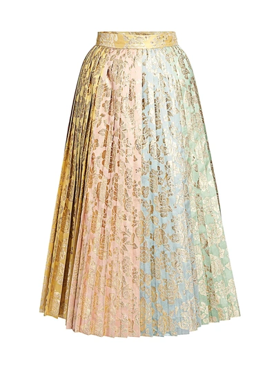 Shop Dolce & Gabbana Multi Jacquard Pleated Skirt In Neutral