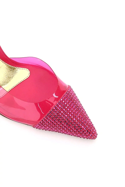 Shop Alexandre Vauthier Slingback Pumps Pvc Strass Amber 100 In Fuchsia,pink