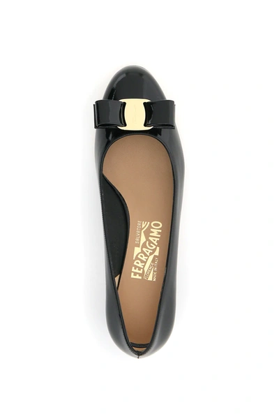 Shop Ferragamo Patent Vara Pumps In Black