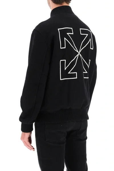 Shop Off-white Varsity Jacket With Arrows Embroidery In Black,white