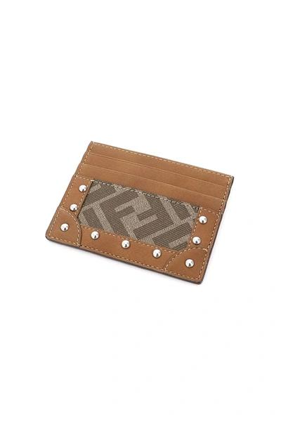 Shop Fendi Card Holder Ff In Brown