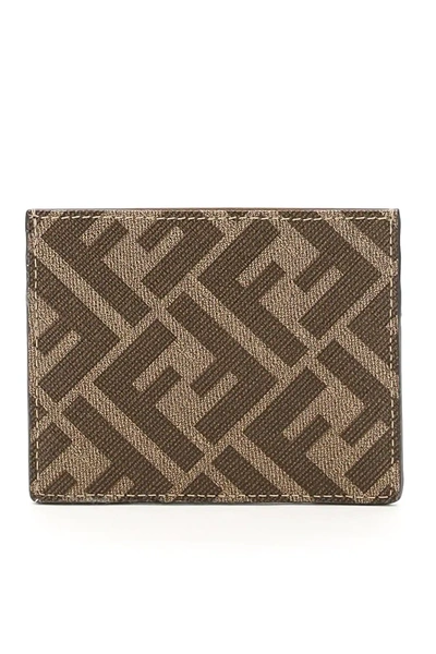 Shop Fendi Card Holder Ff In Brown