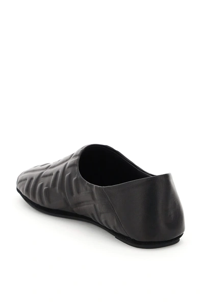 Shop Fendi Leather Slippers Ff In Black