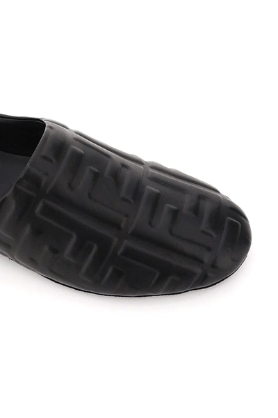 Shop Fendi Leather Slippers Ff In Black