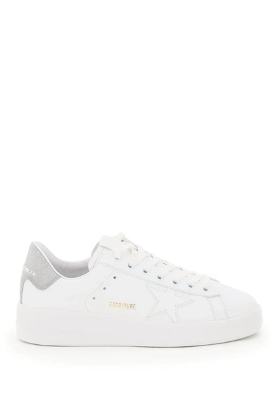 Shop Golden Goose Purestar Sneakers In White,silver