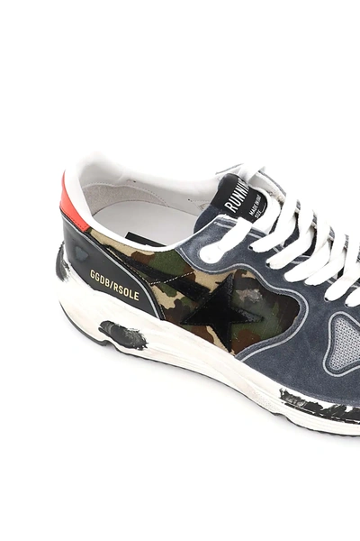 Shop Golden Goose Camouflage Running Sole Sneakers In Grey,green,white