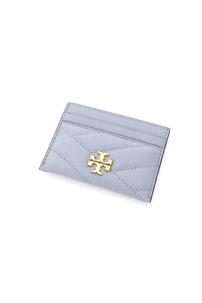 Shop Tory Burch Kira Chevron Cardholder In Grey,light Blue