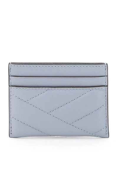 Shop Tory Burch Kira Chevron Cardholder In Grey,light Blue