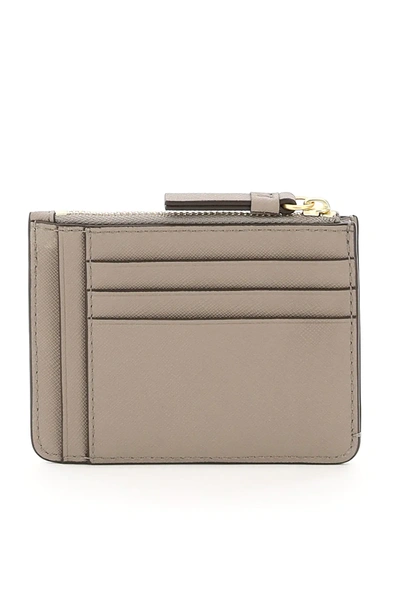 Shop Tory Burch Robinson Card Holder Pouch In Beige,grey