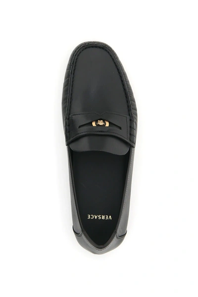Shop Versace Medusa Driver Loafers In Black