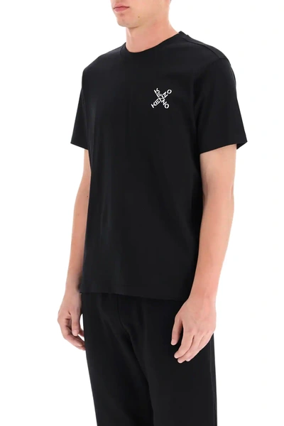 Shop Kenzo T-shirt With Crossed Logo In Black