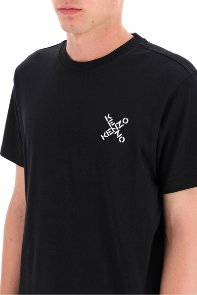 Shop Kenzo T-shirt With Crossed Logo In Black