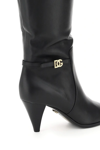 Shop Dolce & Gabbana Caroline Leather Boots In Black