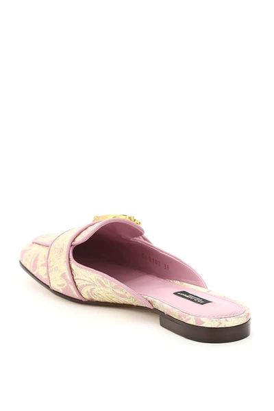Shop Dolce & Gabbana Jackie Mules In Dg Brocade In Pink,gold