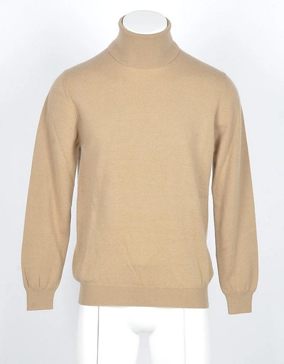 Shop Alpha Studio Knitwear Beige Wool And Cashmere Blend Men's Turtleneck Sweater