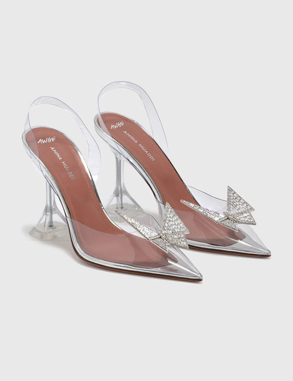 amina muaddi shoes with bow