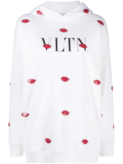 Shop Valentino Vltn Le Rouge Hoodie In White