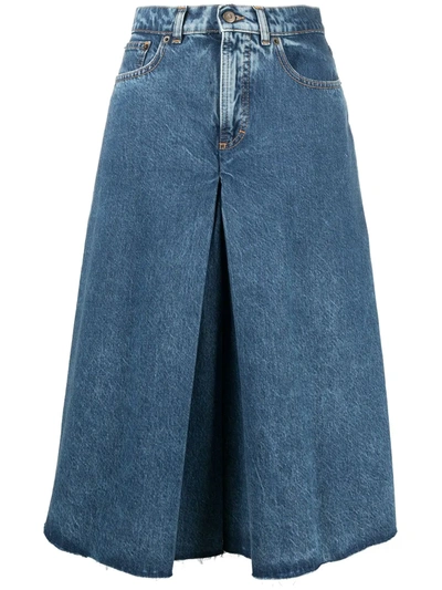 Shop Maison Margiela Wide-leg Denim Shorts In Blue