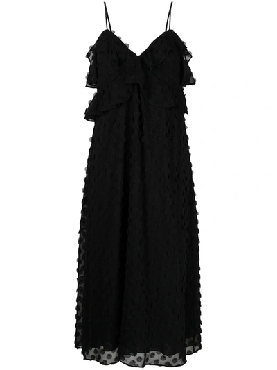 Shop Zimmermann Ruffle Textured Slip Dress In Black