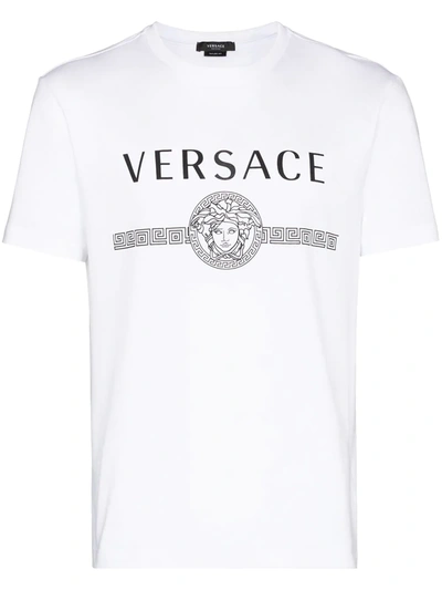 Shop Versace Medusa-print Crew-neck T-shirt In White