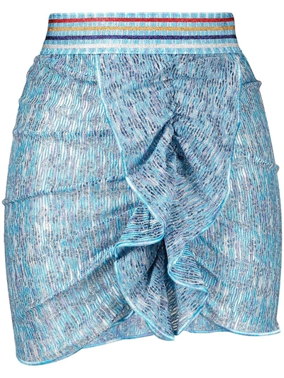 Shop Missoni Ruffle Detail Mini Skirt In Blue