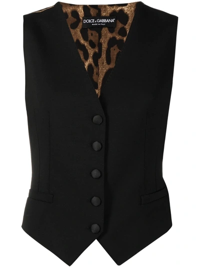 Shop Dolce & Gabbana Leopard-print Waistcoat In Black