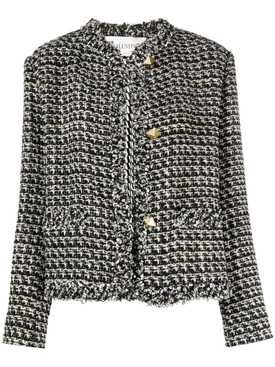 Shop Valentino Sequin-detail Tweed Jacket In Black