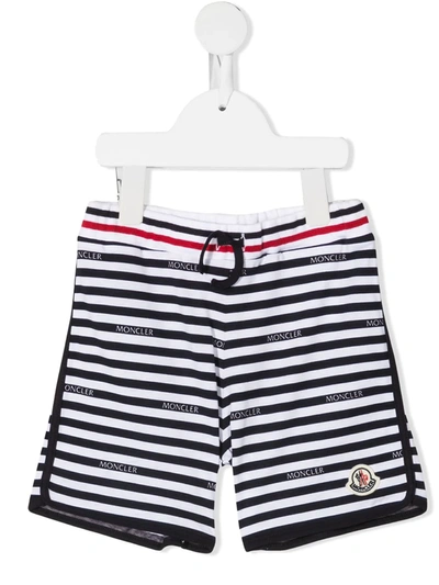 Shop Moncler Striped Track Shorts In White
