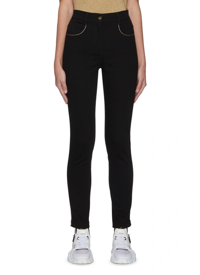 Shop Fendi Topstitch Detail Crop Denim Skinny Jeans In Black