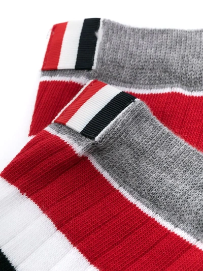 Shop Thom Browne Wide Stripe Athletic Ankle Socks In Grey