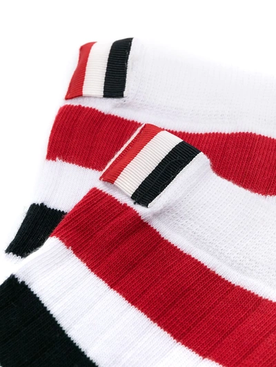 Shop Thom Browne Wide Stripe Athletic Ankle Socks In White