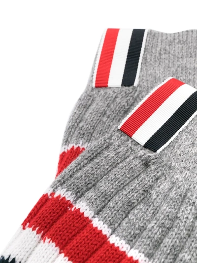 Shop Thom Browne Chunky Rib Stripe-print Socks In Grey