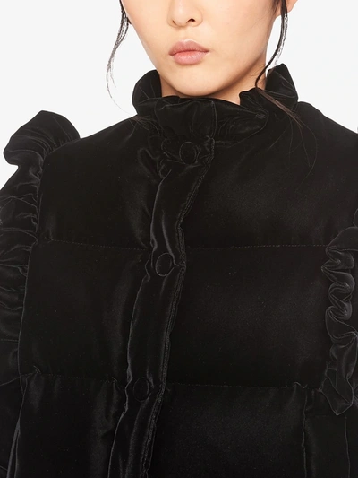 Shop Miu Miu Velvet Puffer Jacket In Black