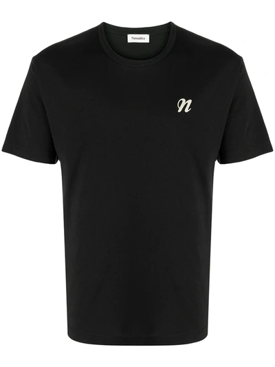 Shop Nanushka Reece Monogram-print T-shirt In Black