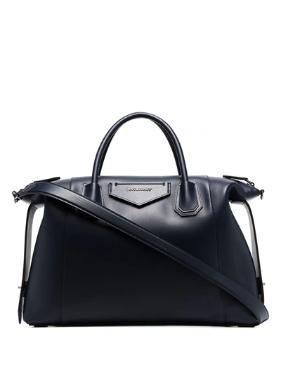 Shop Givenchy Medium Antigona Leather Tote Bag In Blue