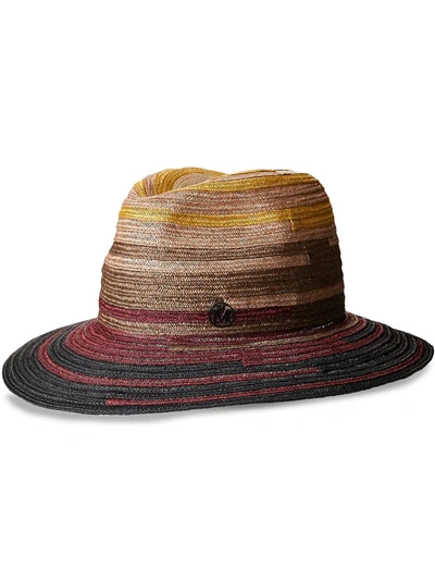 Shop Maison Michel Henrietta Woven Fedora Hat In Red
