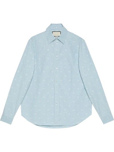 Shop Gucci Fil Coupé Button-front Shirt In Blue
