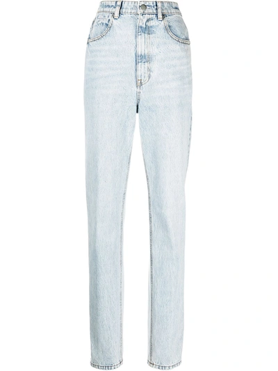 Shop Alexander Wang High-waisted Stripe-trim Jeans In Blue